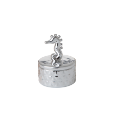 Silver Porcelain Trinket Box With Seahorse by Rice DK